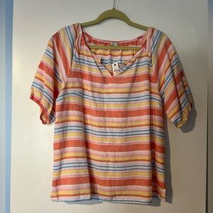 NWT-Talbots top:, linen cotton rayon blend, costal beachy vibes. Size Medium